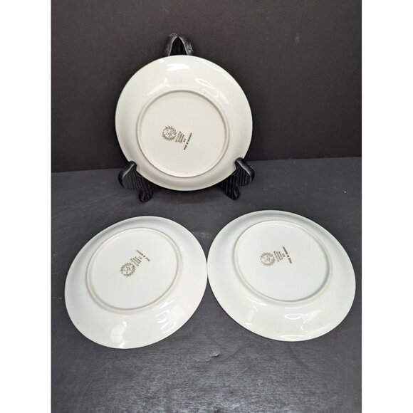 Winterling Bavaria Germany Porcelain Black Rose Pattern Dessert Plate Set of 3 - Picture 7 of 9